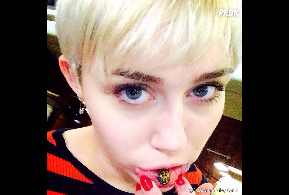 Miley Cyrus Un Tatouage En Forme De Chat Triste Sur La Levre Interieure Purebreak