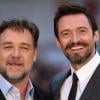 Russell Crowe et Hugh Jackman réunis pour l'avant-première de Noé, le 31 mars 2014 à Londres