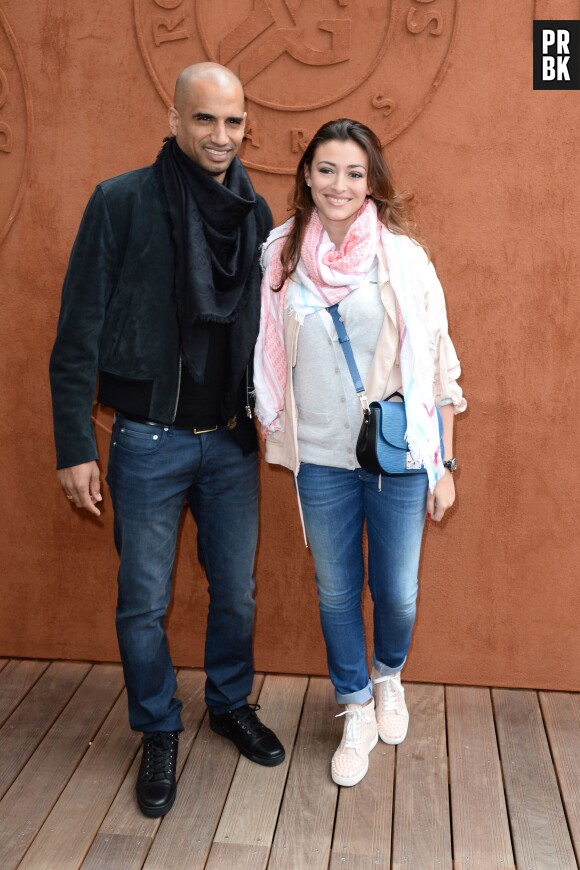 Rachel Legrain Trapani et son mari Aurélien Capoue au tournoi de Roland-Garros, le 28 mai 2014 à Paris