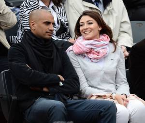 Rachel Legrain Trapani et son mari Aurélien Capoue au tournoi de Roland-Garros, le 28 mai 2014 à Paris