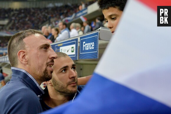 Karim Benzema et Franck Ribéry pendant France VS Paraguay, le 1er juin 2014 à Nice