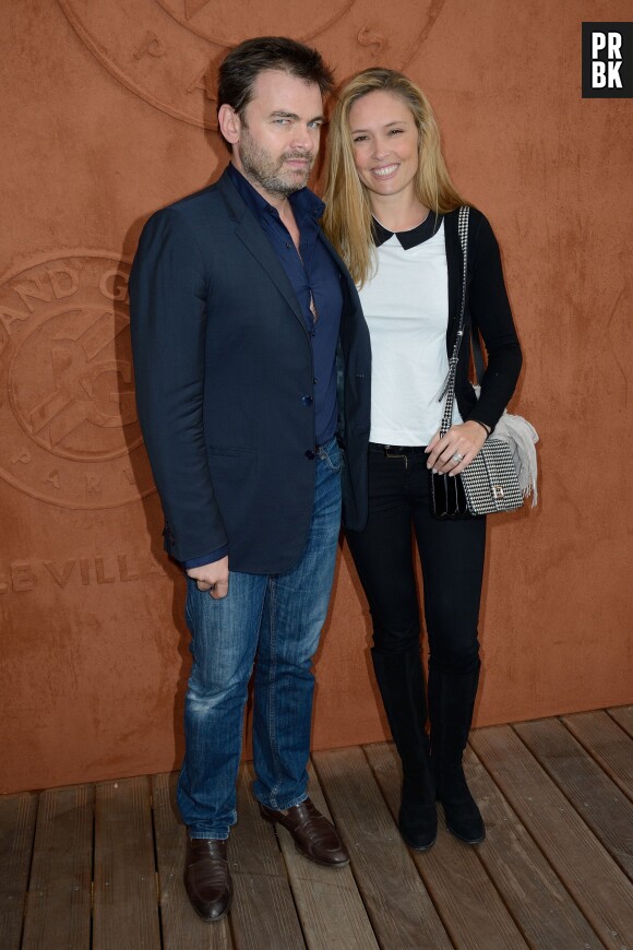 Clovis Cornillac avec sa femme à Roland Garros le 3 juin 2014