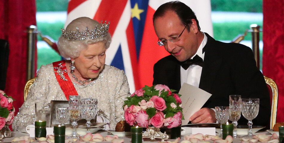 François Hollande et Elizabeth II à l&#039;Elysée, le 6 juin 2014
