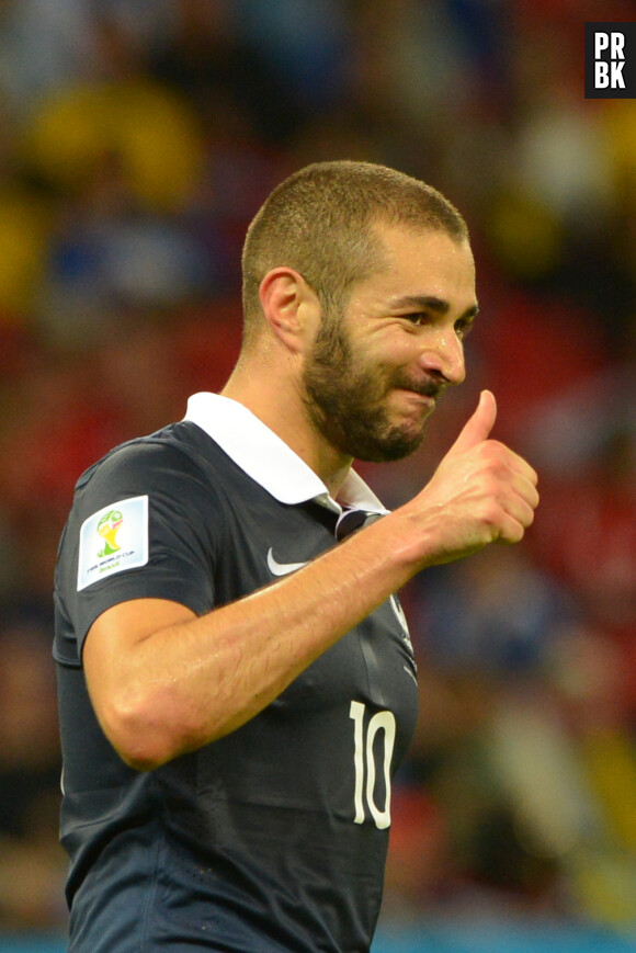 Karim Benzema heureux pendant France VS Honduras, le 15 juin 2014 à la Coupe du Monde
