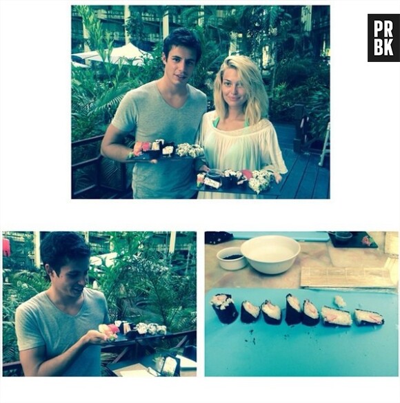 Caroline Receveur et Valentin Lucas : cours de cuisine pendant leurs vacances au Mexique en juillet 2014