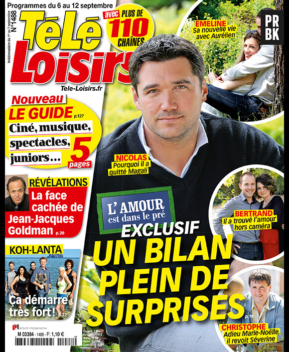 Bertrand (L'Amour est dans le pré) en couple avec Marie, en Une du magazine Télé Loisirs du 1er septembre 2014