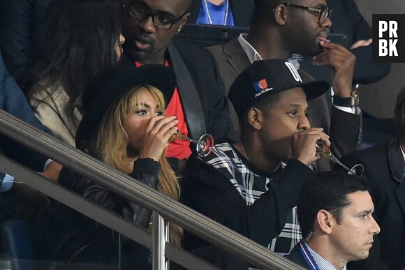 Beyoncé et Jay Z à Paris au Parc des Princes pour le match de Ligue des Champions entre le Paris SG et le Barça