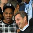 Nicolas Sarkozy et le couple Jay Z et Beyoncé au Parc des Princes le 30 septembre 2014