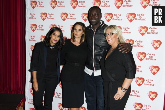Omar Sy entouré de sa femme Hélène, de Leïla Bekhti et de Valérie Damidot à l'avant-première de Samba, le 14 octobre 2014 à Paris