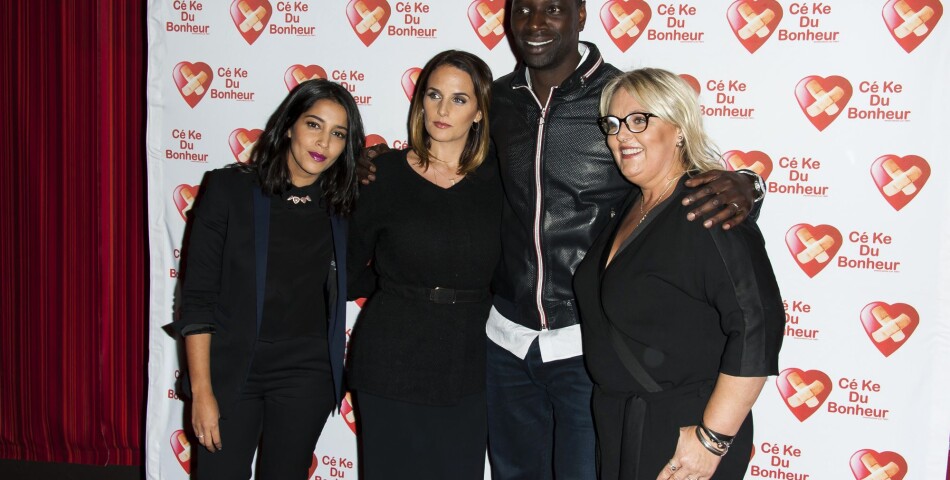 Omar Sy entouré de sa femme Hélène, de Leïla Bekhti et de Valérie Damidot à l&#039;avant-première de Samba, le 14 octobre 2014 à Paris