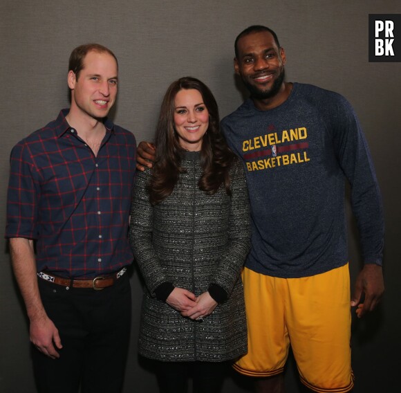 Kate Middleton et Prince William : rencontre avec Lebron James dans les coulisses d'un match de NBA, le 8 décembre 2014 à NY