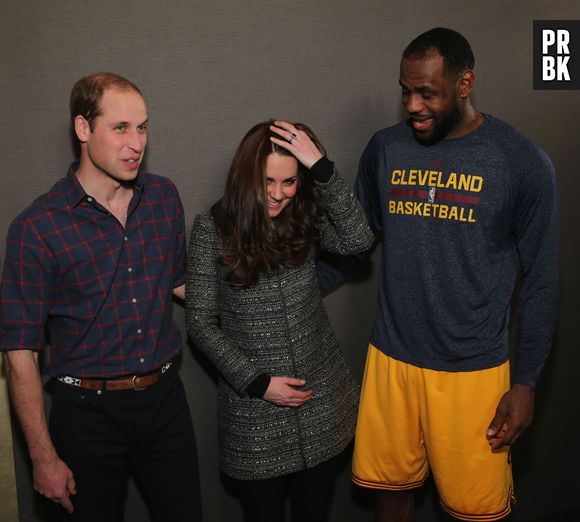 Kate Middleton et Prince William : rencontre avec Lebron James dans les coulisses d'un match de NBA, le 8 décembre 2014 à NY