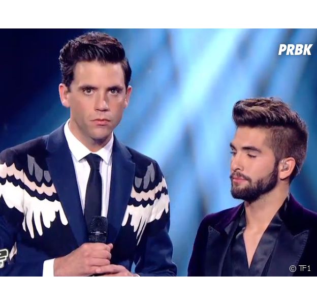 The Voice 3 : Mika et Kendji Girac lors de la finale, le samedi 10 mai 2014 sur TF1