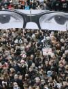  Le regard de Charb lors de la marche r&eacute;publicaine contre le terrorisme &agrave; Paris, le 11 janvier 2014 
