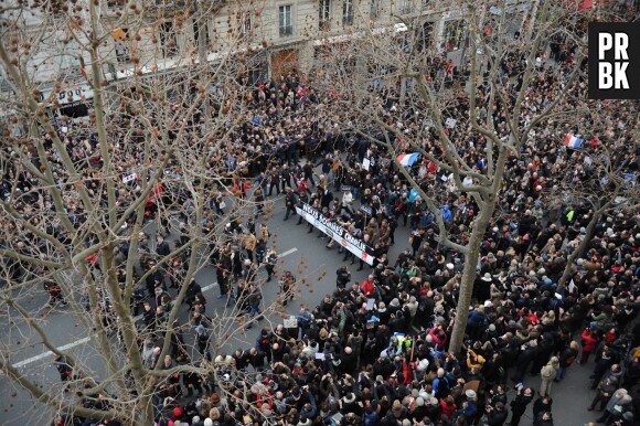 Les rues de Paris envahies par 1.5 million de Français à l'occasion de la marche républicaine contre le terrorisme, le 11 janvier 2014