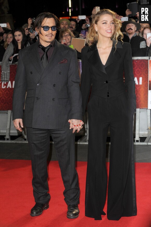 Johnny Depp et Amber Heard réunis à l'avant-première de Charlie Mortdecai, le 19 janvier 2015 à Londres