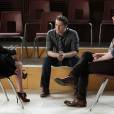 Glee saison 6, épisode 7 : Will (Matthew Morrison), Rachel (Lea Michele) et Kurt (Chris Colfer)