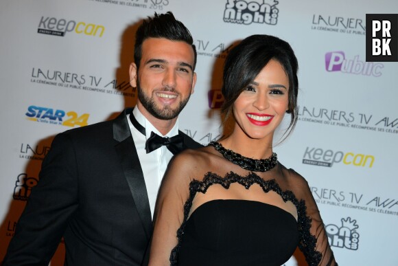 Leila Ben Khalifa et Aymeric Bonnery : couple souriant à la cérémonie des Lauriers TV Awards, le 6 janvier 2015 à Paris