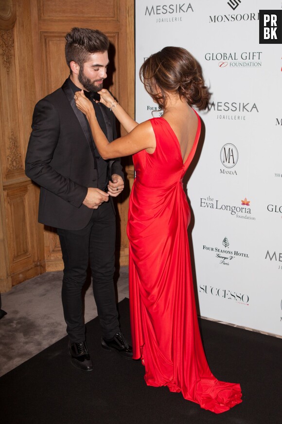 Eva Longoria et Kendji Girac au gala de charité Global Gift à Paris le lundi 25 mai 2015