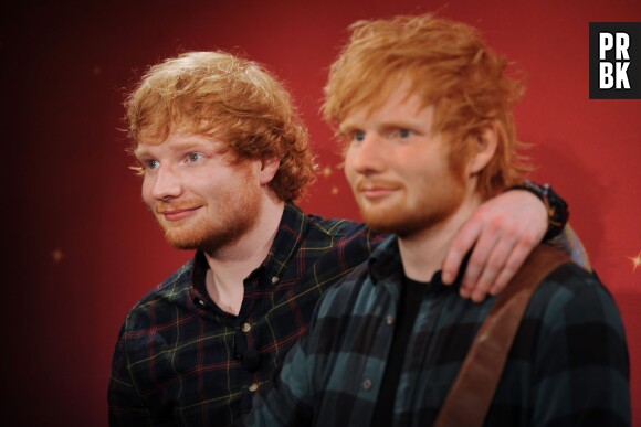 Ed Sheeran présente sa statue de cire à New York le 28 mai 2015