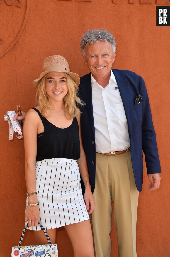 Nelson Monfort et sa fille Victoria au Village de Roland Garros le 5 juin 2015
