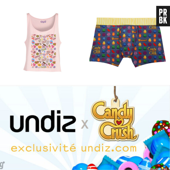 Undiz x Candy Crush : une collection inédite de sous-vêtements, débardeurs et shorts en vente pour hommes et femmes, août 2015