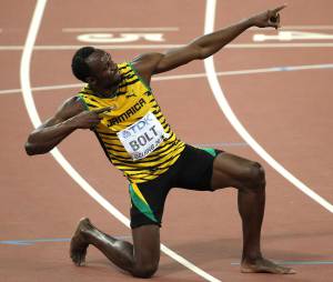 Usain Bolt gagnant du 200m aux championnants du monde d'athlétisme de Pékin le 27 août 2015