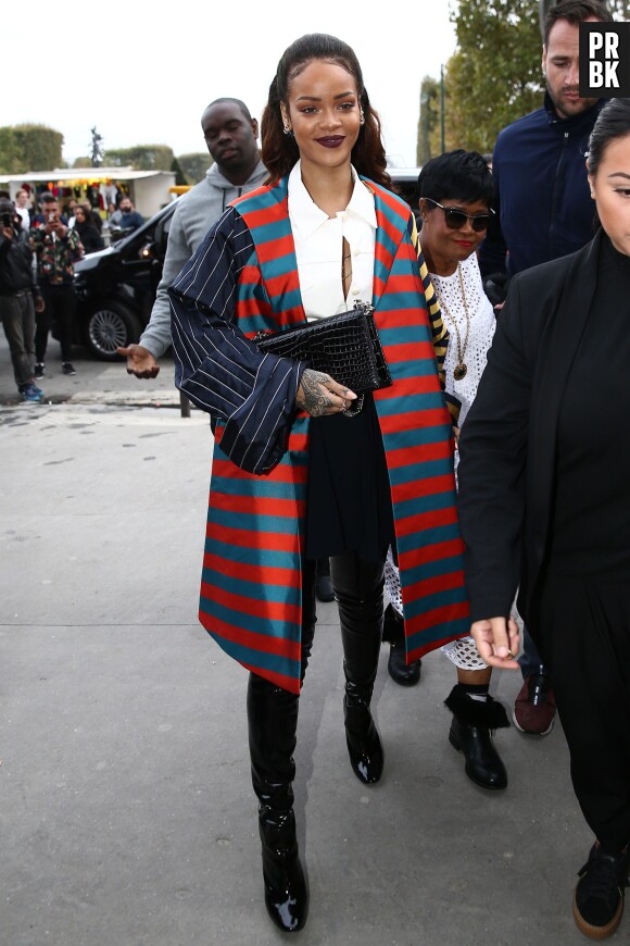 Rihanna à Paris, le 4 octobre 2015, en compagnie de sa maman