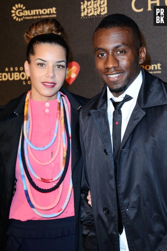 Blaise Matuidi et sa femme Isabelle Matuidi à l'avant-première du film Chocolat en faveur de l'association CéKeDuBonheur, le 1er février 2016 à Paris