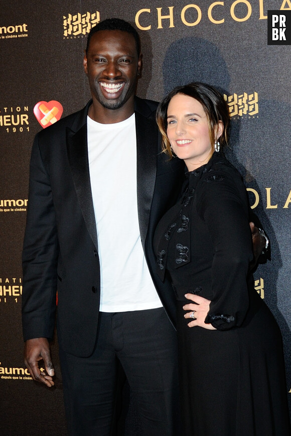 Omar Sy et sa femme Hélène Sy à l'avant-première du film Chocolat en faveur de l'association CéKeDuBonheur, le 1er février 2016 à Paris