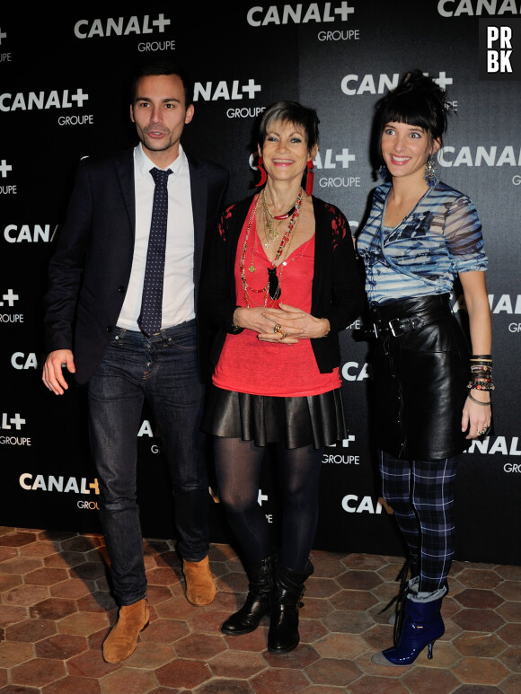 Bertrand Chameroy, Isabelle Morini-Bosc et Erika Moulet à la soirée du groupe Canal+, D8, D17 et iTélé à Paris, le 3 février 2016