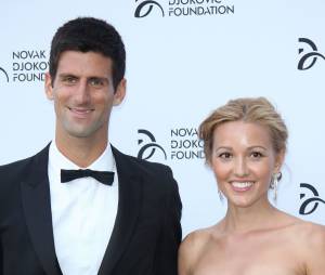 Novak Djokovic et sa femme Jelena Ristic lors d'une soirée