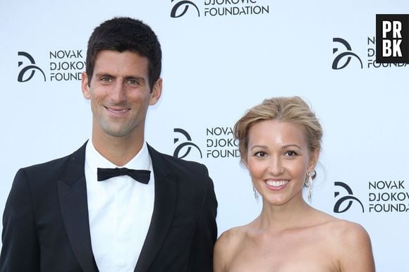 Novak Djokovic et sa femme Jelena Ristic lors d'une soirée