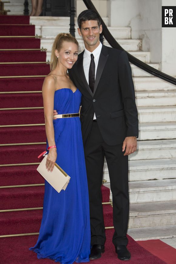 Novak Djokovic et sa femme Jelena Ristic lors d'une soirée