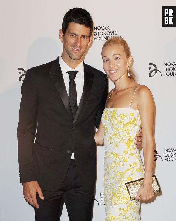 Novak Djokovic et sa femme Jelena Ristic lors d'une soirée