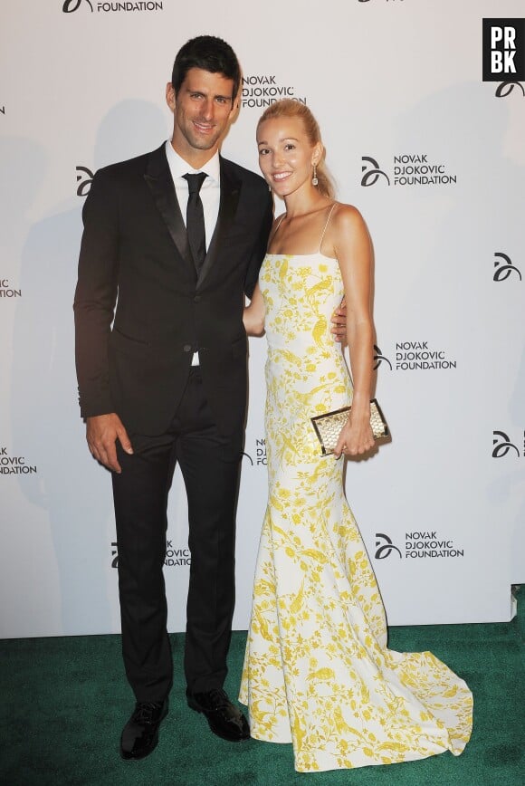 Novak Djokovic et sa femme Jelena Ristic lors d'une soirée
