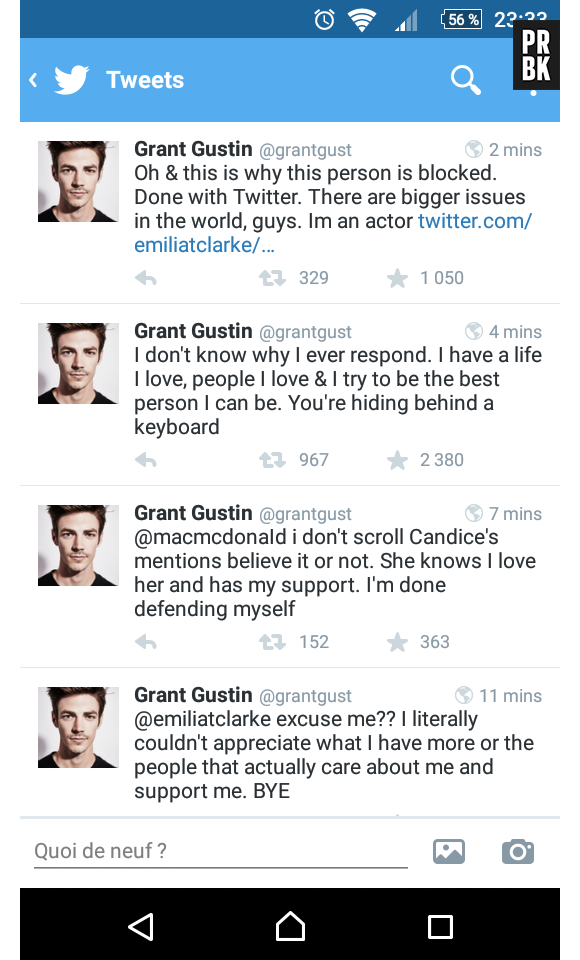 Grant Gustin (The Flash) raciste ? Son coup de gueule sur Twitter