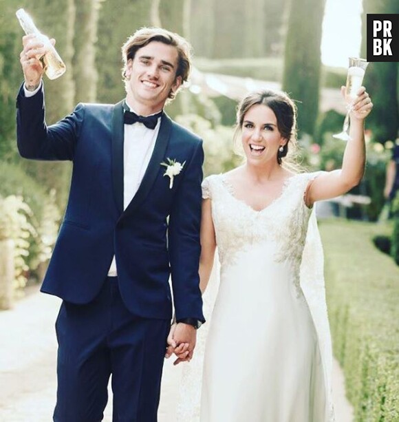 Antoine Griezmann et Erika Choperena lors de leur mariage en mai 2017