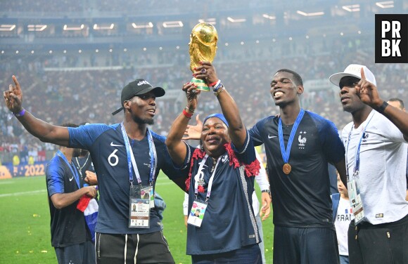 Paul Pogba et ses proches fêtent la victoire des Bleus lors de la Coupe du Monde 2018 le 15 juillet à Moscou