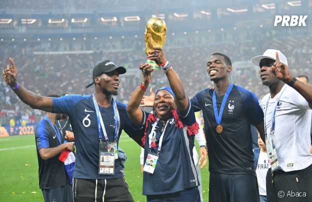 Paul Pogba et ses proches fêtent la victoire des Bleus lors de la Coupe du Monde 2018 le 15 juillet à Moscou