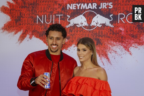 Marquinhos et sa femme à l'anniversaire de Neymar à Paris.