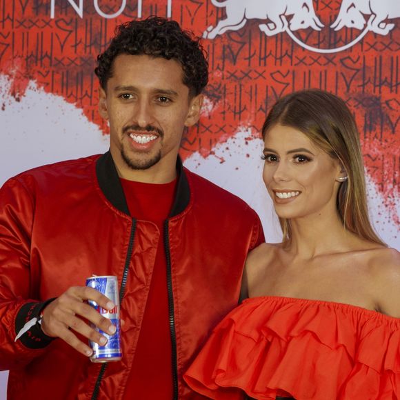 Marquinhos et sa femme à l'anniversaire de Neymar à Paris.