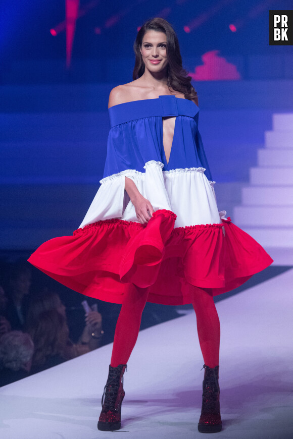 Iris Mittenaere lors du dernier défilé Haute-Couture de Jean-Paul Gaultier à la Paris Fashion Week