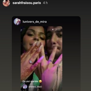 Sarah Fraisou mariée à Ahmed : elle officialise leur mariage en dévoilant des vidéos de la fête et de la bague