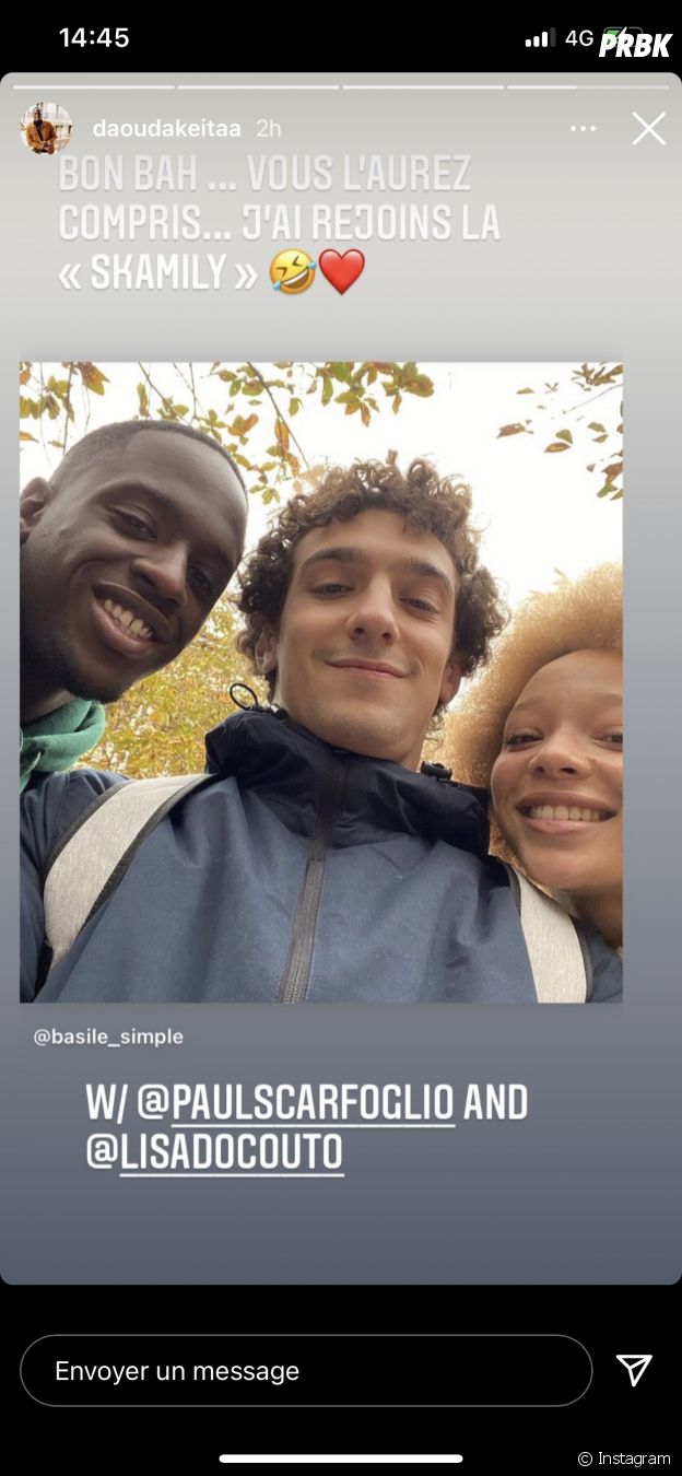 Skam France saison 7 : Paul Scarfoglio (Basile) avec Daouda Keita et Lisa Docouto
