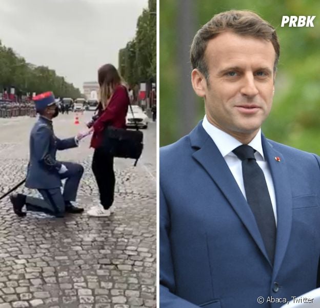 Un soldat fait sa demande en mariage en plein 14 juillet, Emmanuel Macron félicite le couple