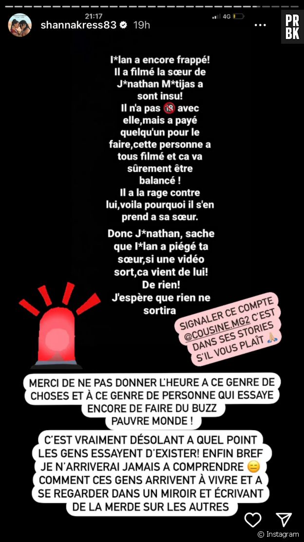 Illan Cto aurait une sextape de la soeur de Jonathan Matijas, et la "preuve" qu'il aurait trompé Shanna Kress. Le coupole réagit et dément !