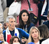 Nagui et sa femme Mélanie Page, Jennifer Giroud, Claude Deschamps dans les tribunes du match "France - Argentine (3-3 - tab 2-4)" en finale de la Coupe du Monde 2022 au Qatar, le 18 décembre 2022. © Philippe Perusseau / Bestimage  Celebrities in the stands during the final match "France - Argentina (3-3 - tab 2-4)" of the 2022 World Cup in Qatar (FIFA World Cup Qatar 2022). December 18th, 2022. 