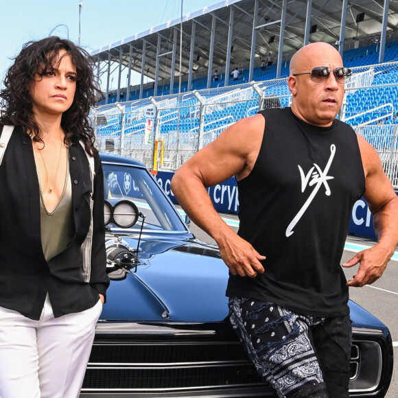 Michelle Rodriguez, actress and Vin Diesel, actor - People au Grand Prix de Formule 1 à Miami le 4 mai 2023.