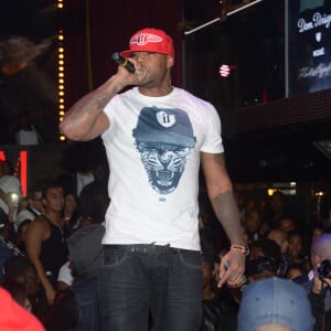 Le chanteur Booba en aftershow au Vip Room a Paris le 13 novembre 2013.